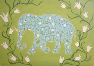 Elephants on the way 3 - Acril on canvas 30x40 cm